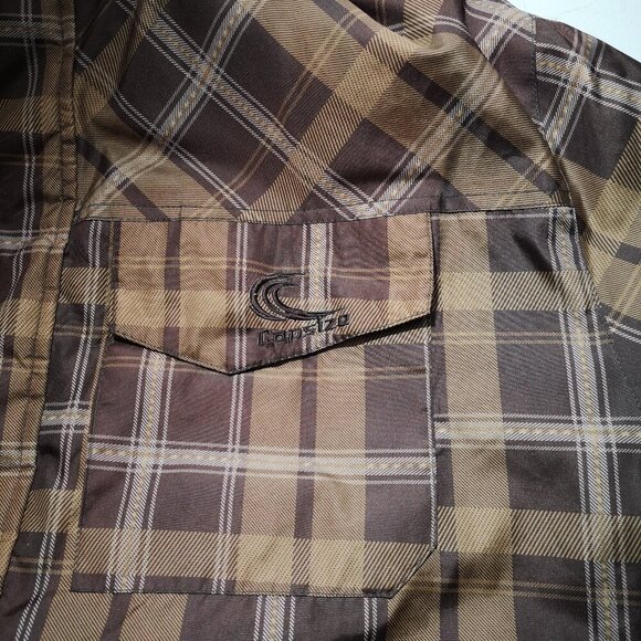 Capsize Men's Size Large Tan & Brown Plaid Lined Hooded Jacket - Picture 6 of 14
